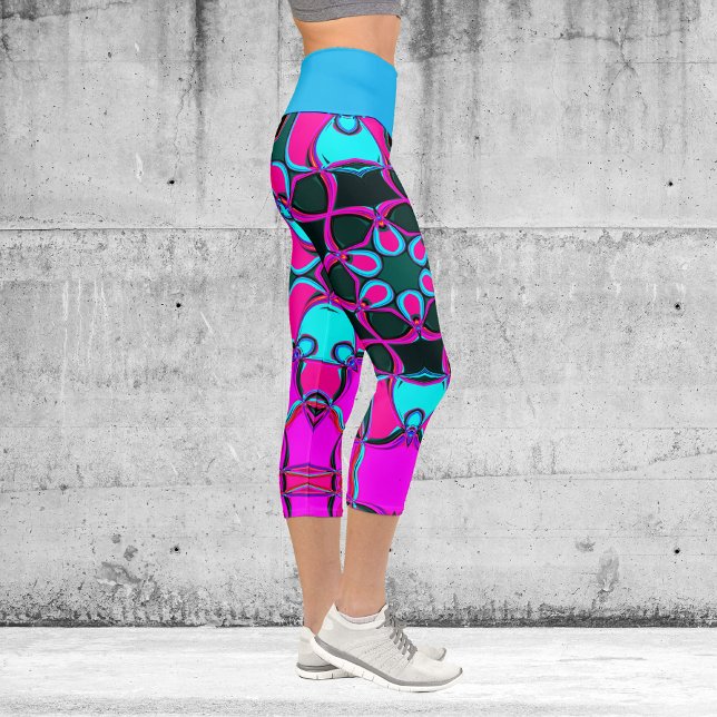 Leggings Capri Personalizado Mandala Flor rosa y azul (Subido por el creador)