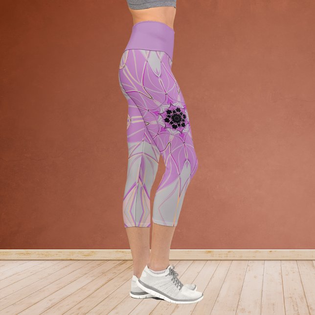 Leggings Capri Personalizado Mandala Flor rosa y blanco (Subido por el creador)