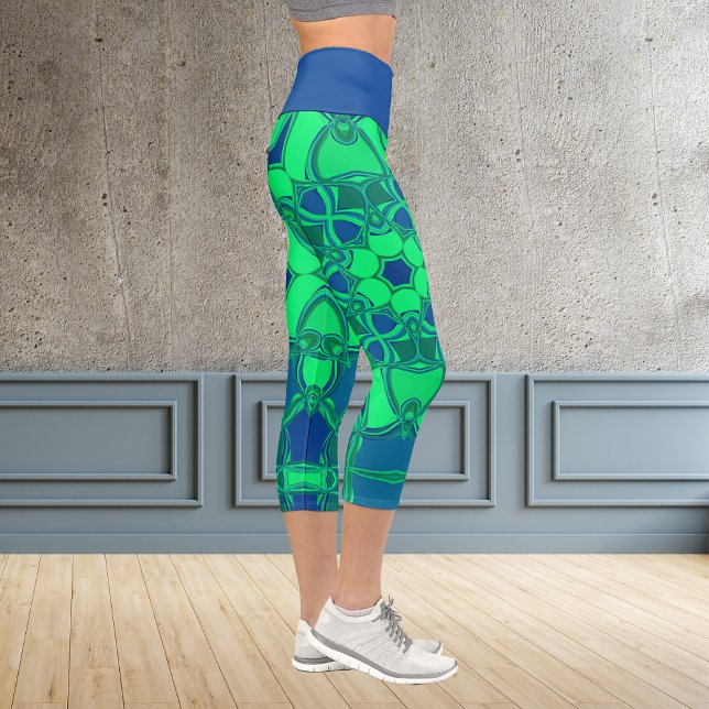 Leggings Capri Personalizado Mandala Flor Verde y Azul (Subido por el creador)
