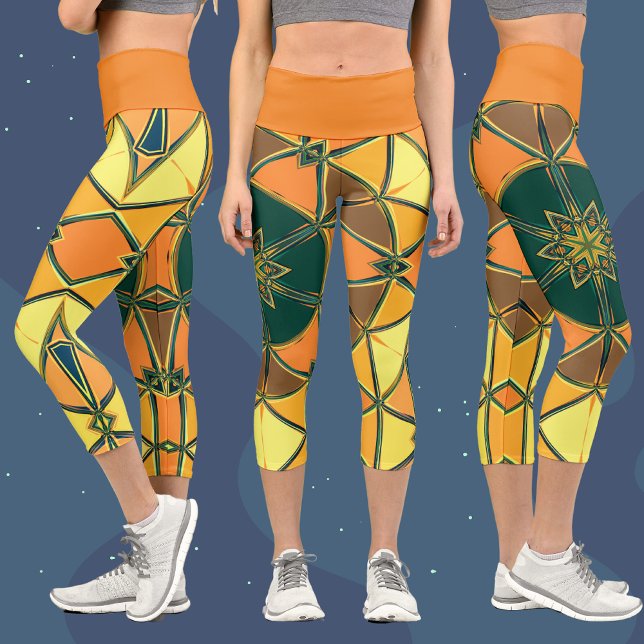 Leggings Capri Personalizado Mandala Naranja amarillo y verde (Subido por el creador)