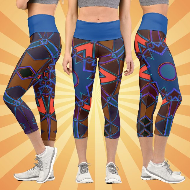 Leggings Capri Personalizado Mandala Naranja azul y morado (Subido por el creador)