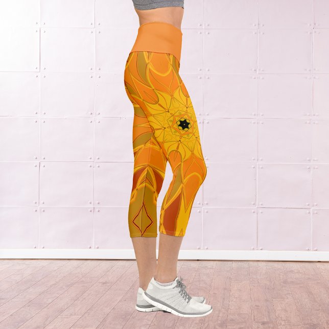 Leggings Capri Personalizado Mandala Naranja de flores amarillo y (Subido por el creador)