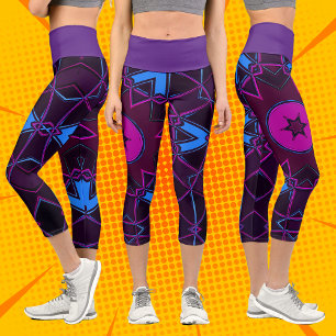 Leggings Capri Personalizado Mandala Púrpura Rosa y Azul