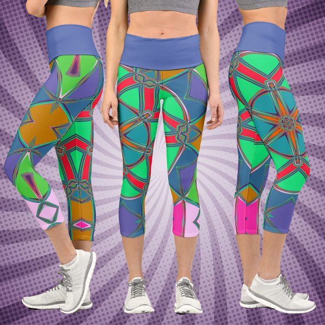 Leggings Capri Personalizado Mandala Verde Rojo y Azul (Subido por el creador)