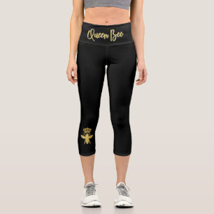 Leggings Capri Personalizado moderna de la REINA BEE Oro y Yoga N