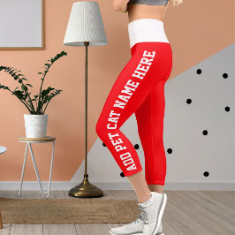 Leggings Capri Personalizado moderno Mascota rojo blanco rojo  no