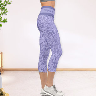 Leggings Capri Personalizado Muy Peri Púrpura Elegante Floral Ca
