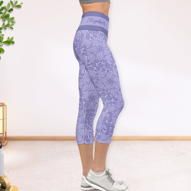 Leggings Capri Personalizado Muy Peri Púrpura Elegante Floral Cap (Subido por el creador)