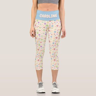 Leggings Capri Personalizado Pastel de Punto de Polka Arcoiris