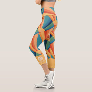 Leggings Capri Personalizado Retro de arcoiris colorido con ráfa