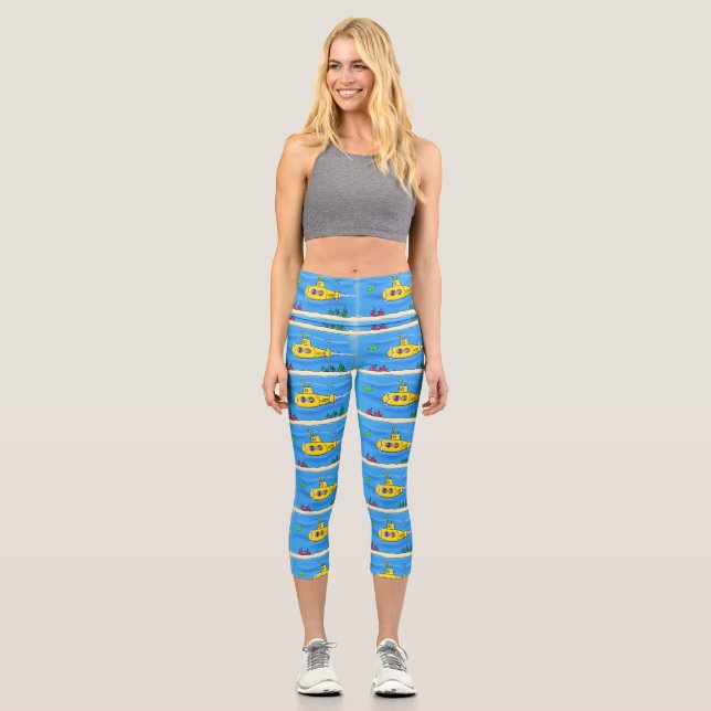 Leggings Capri Personalizado submarino feliz (Anverso)