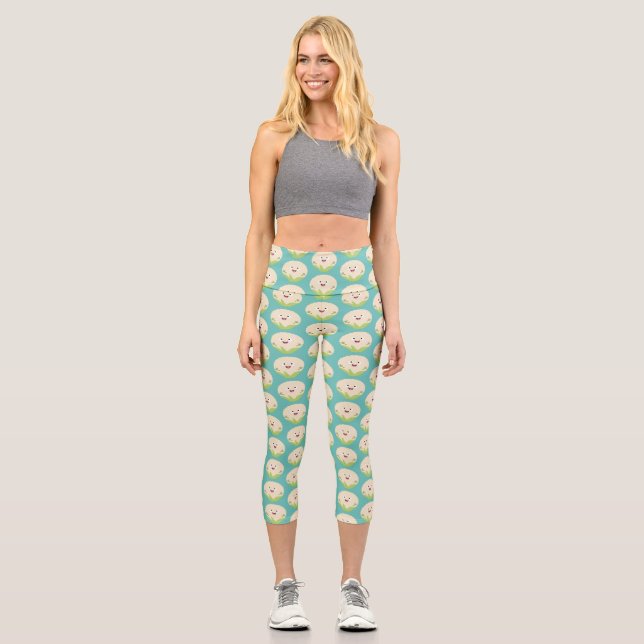 Leggings Capri Personalizado vegetal de coliflor alegre y dulce (Anverso)