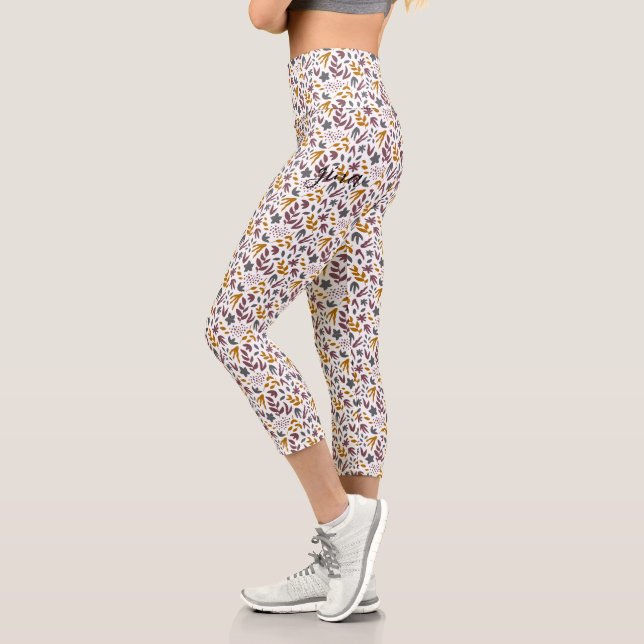 Leggings Capri Personalizar de patrón botánico (Izquierda)