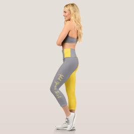 Leggings Capri Personalizar Gris Amarillo Claro Y Suave