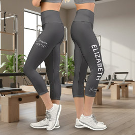 Leggings Capri Personalized Pilates Crew Reformer / Mat Dark Grey