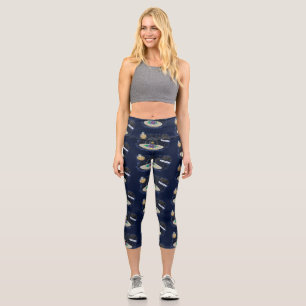 Leggings Capri Pescado alegre lindo del ilustracion del personali