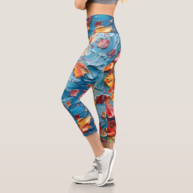 Leggings Capri Petals in Motion – Expressive Abstract Floral (Izquierda)