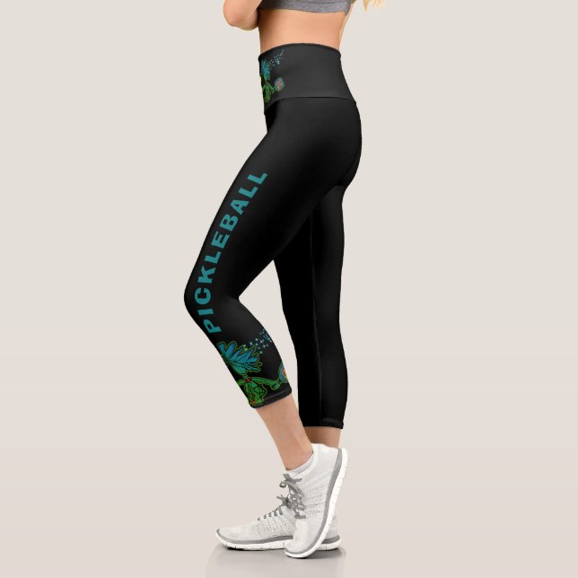 Leggings Capri Pickleball Blue Green Whimsy (Izquierda)