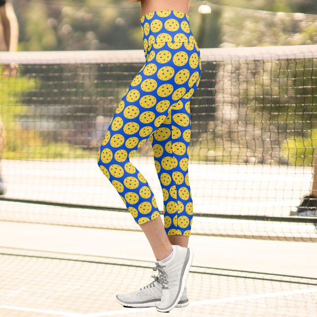 Leggings Capri Pickleball Player Pickleball Pattern Royal Blue (Subido por el creador)