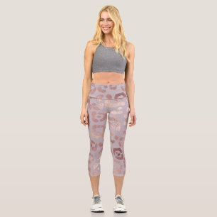 Leggings Capri Piel leopardo: elegancia dorada rosa.