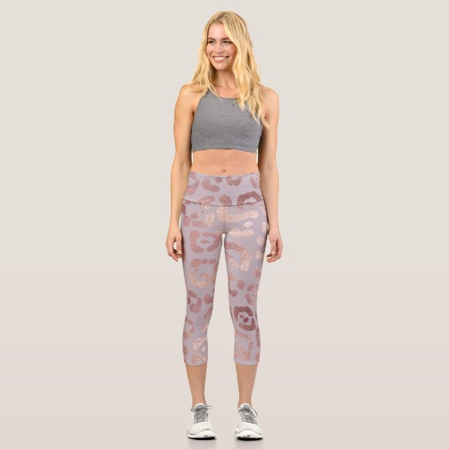 Leggings Capri Piel leopardo: elegancia dorada rosa. (Anverso)