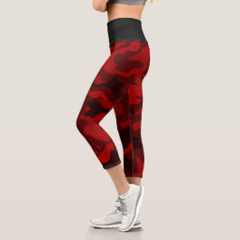 Leggings Capri Piernas Capri, Camuflaje Rojo Oscuro