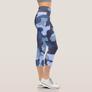 Leggings Capri Piernas Capri De Camo Azul De Alto Deseado