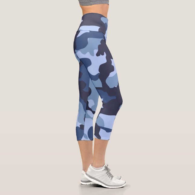 Leggings Capri Piernas Capri De Camo Azul De Alto Deseado (Derecha)