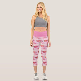 Leggings Capri Piernas capri de labio femenino en rosa