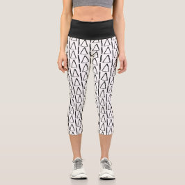 Leggings Capri Piernas Capri de patrón abstracto negro y blanco