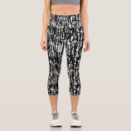 Leggings Capri Piernas Capri de patrón grunge blanco negro