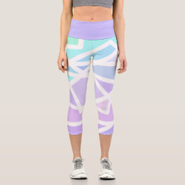 Leggings Capri Piernas Capri Geométricas de Gradiente Arcoiris