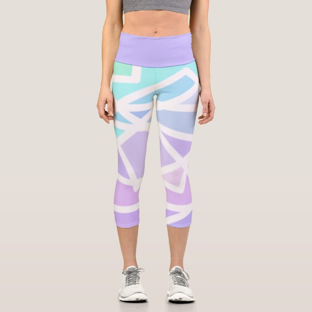 Leggings Capri Piernas Capri Geométricas de Gradiente Arcoiris (Anverso)