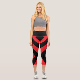 Leggings Capri Piernas capri rayadas de yoga rojo y negro
