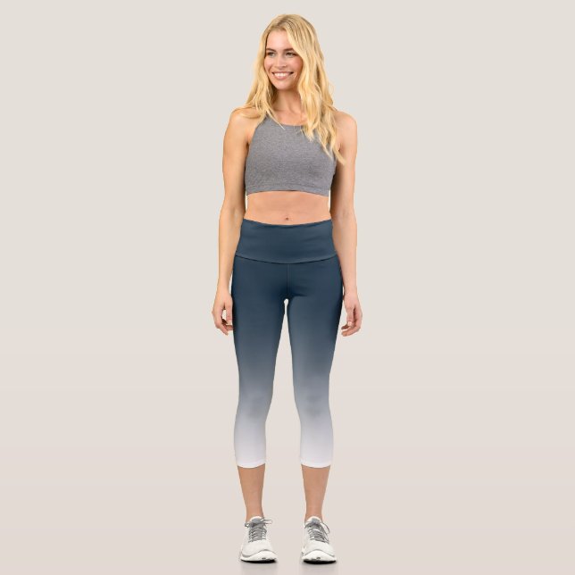 Leggings Capri Piernas caprinas de gradiente azul (Anverso)