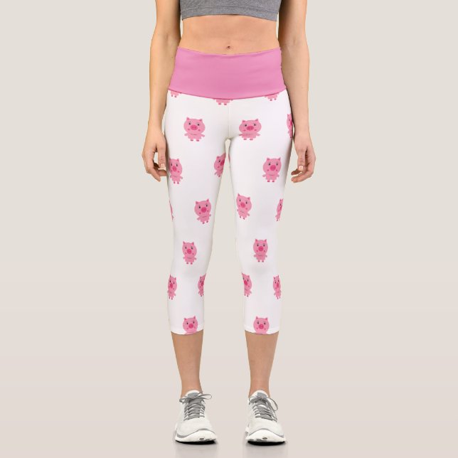 Leggings Capri Piernas Capris con cerdo rosa bebé (Anverso)