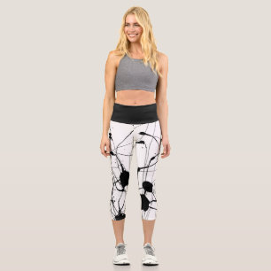 Leggings Capri Piernas Capris con manchas de tinta negra