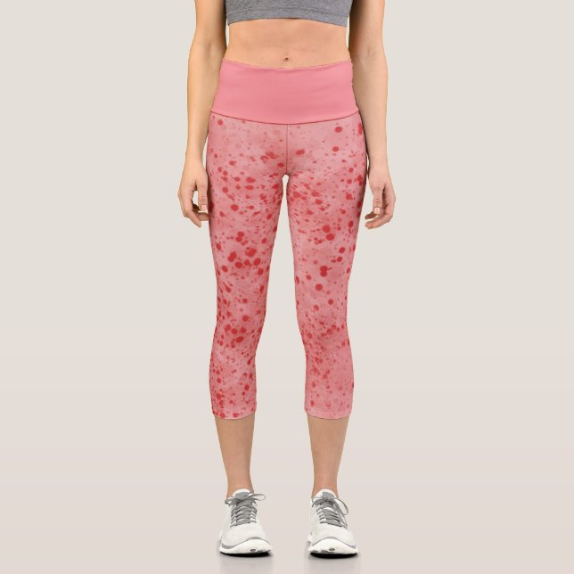 Leggings Capri Piernas de Capris de manchas rojas y rosadas (Anverso)