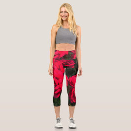 Leggings Capri Piernas del Rosario Roses Rojas