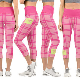 Leggings Capri Pilates Yoga Cuadro Rosa Texto Personalizado