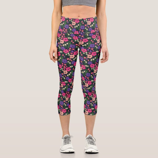 Leggings Capri Pilatos De Yoga En Marcha De Ditsy Floral High Wai (Anverso)