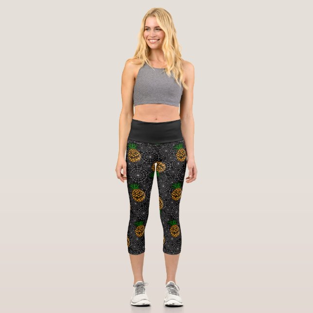 Leggings Capri piña de halloween alohaween luau spiderweb (Anverso)