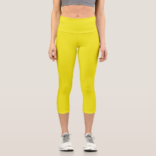 Leggings Capri Piña sólida amarillo brillante