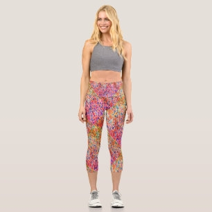 Leggings Capri Pinceladas de arte coloridas únicas Manchas acuare