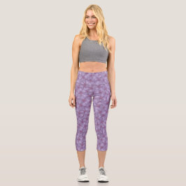 Leggings Capri Pineywoods Geranium Seamless Pattern