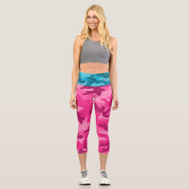 Leggings Capri Pink Blue Camo INITIALMENTE por su colorida divers