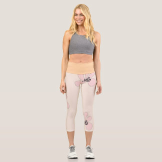 Leggings Capri pink flower capri