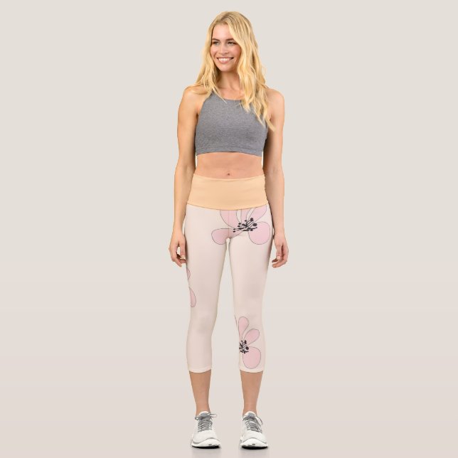 Leggings Capri pink flower capri (Anverso)