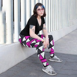 Leggings Capri Pink Geo Triangles