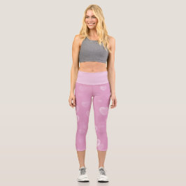 Leggings Capri Pink Hearts Bonito Pastel